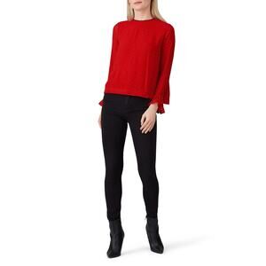 Ganni Mullin Georgette Red Polka Dot Print Long Sleeve Blouse Size 4